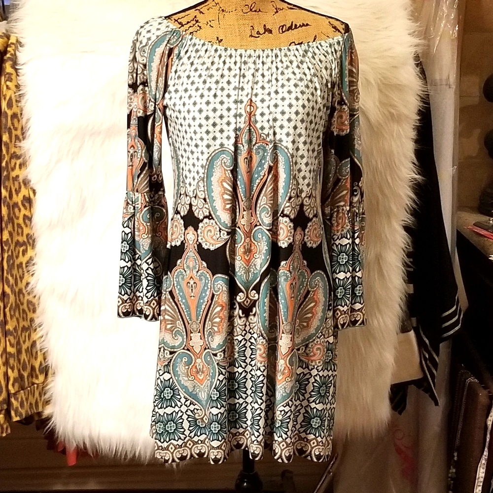 Dress with sage indertones and paisley design